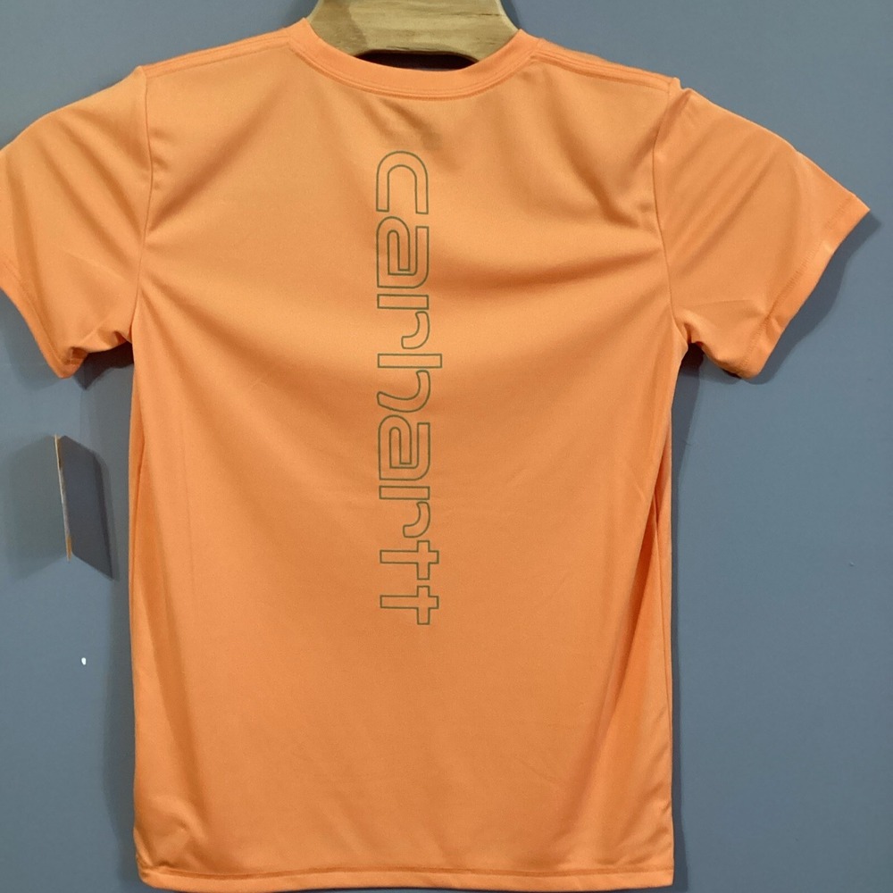 Carhartt Boys Force Sun Defender T-Shirt Tangerine Orange UPF 50+ Size L 14/16 - Picture 6 of 7
